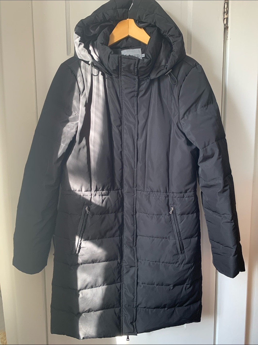 Long Black Puffer Coat with Hood